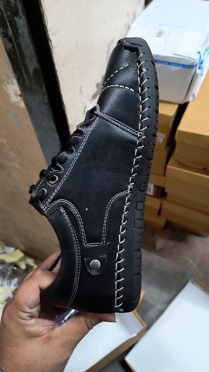 Men's Casual Leather Black Shoes Lightweight 1pas00-1a