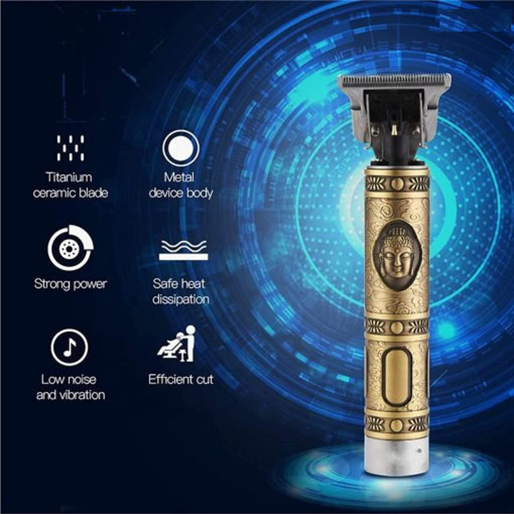 Hair Trimmer For Men Buddha Style Trimmer, Professional Hair Clipper, Adjustable Blade Clipper, Hair Trimmer and Shaver,Retro Oil Head Close Cut Precise hair Trimming Machine (Golden) 1pas00-1a